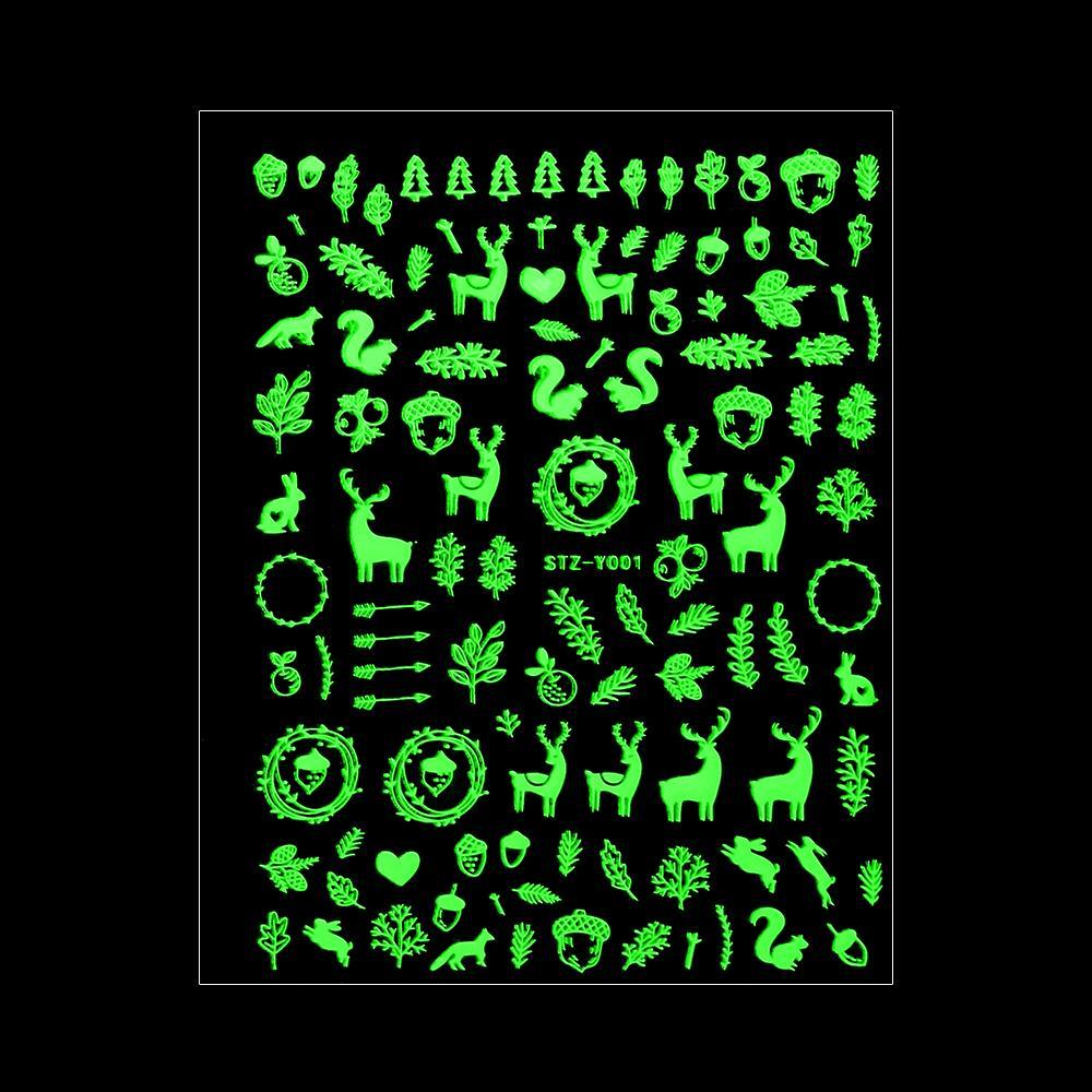 DIY Manicure Glow In The Dark Adhesive Decals 3D Luminous Nail Sticker White Snowflakes Christmas