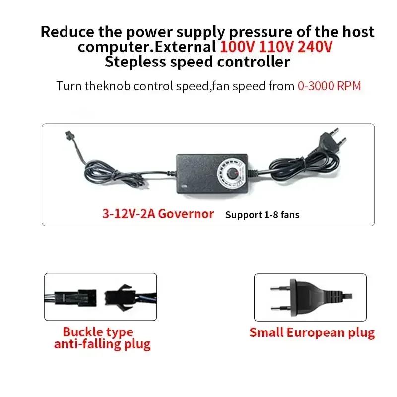 12cm High Speed Large Air Volume 3000 RPM Btc Mining Machine Workstation Cabinet 12v Fan Server Case Cooling System Fan Kit