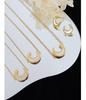 Korean-Inspired Moon White Mother-of-Pearl Jewelry Set: 18K Gold-Plated Titanium Pendant Necklace & Earrings