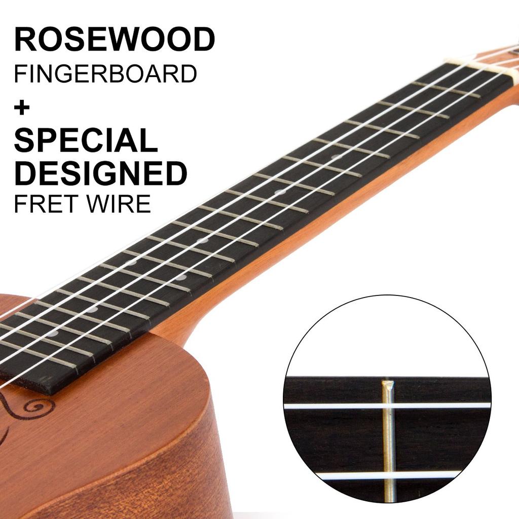 kmise concert ukulele 23 inch ukulele tuner and case Top design with laser included!