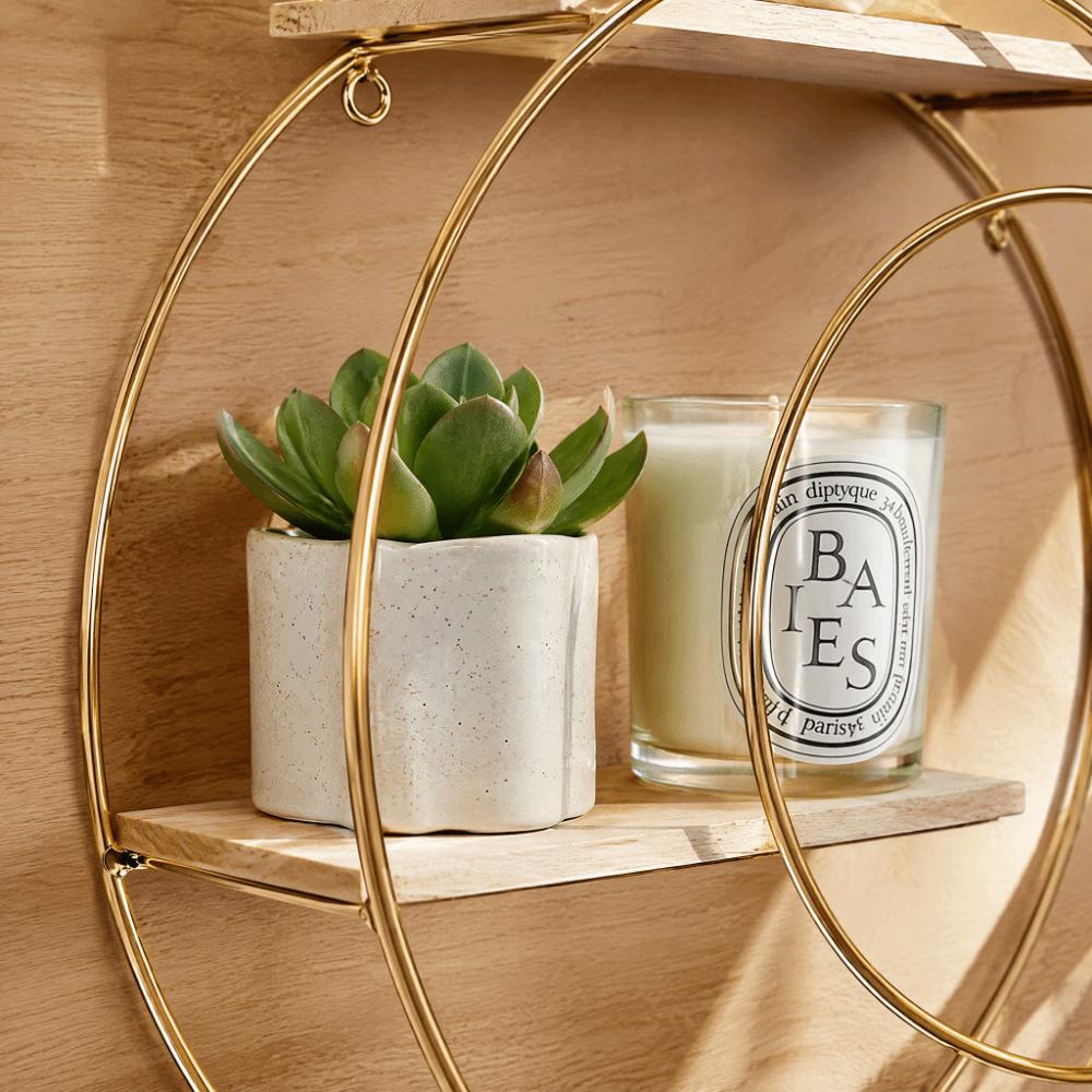3-Tier Moon Floating Shelf Gold Metal 3-Tier Shelf Floating Wall Mounted Shelf Living Room Display