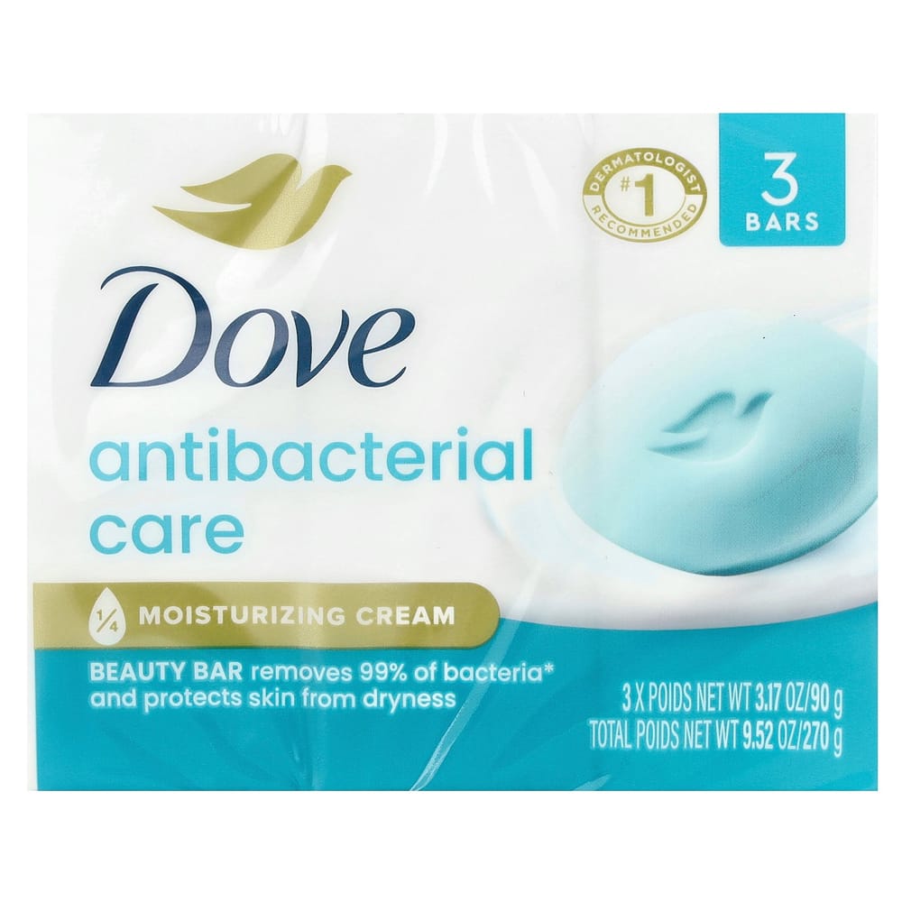 iHerb Dove Antibacterial Beauty Bar, 3 Bars, 90g (3.17oz) Each