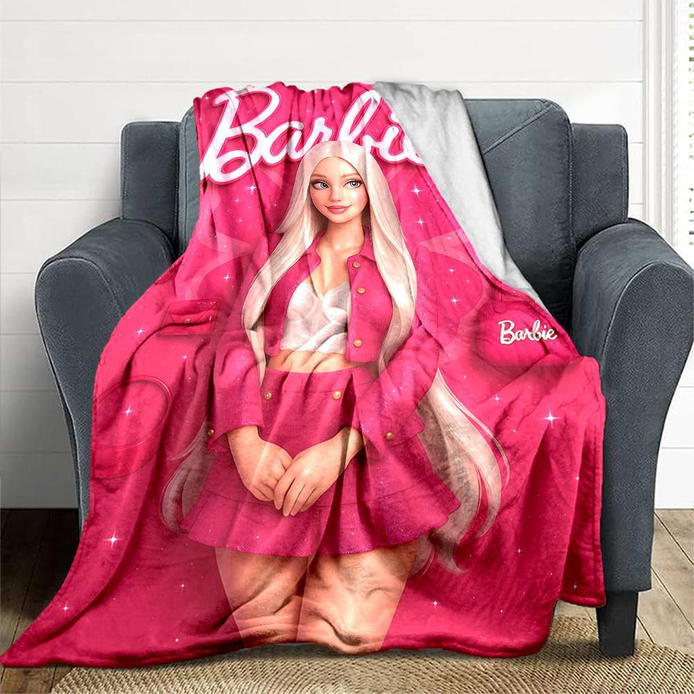 1pc Barbie Fashion Blanket Polyester Fiber, All Season Comfort for Sofa, Bed, Office, Car, Camping Ideal Home Decor & Gift, Office Comfort