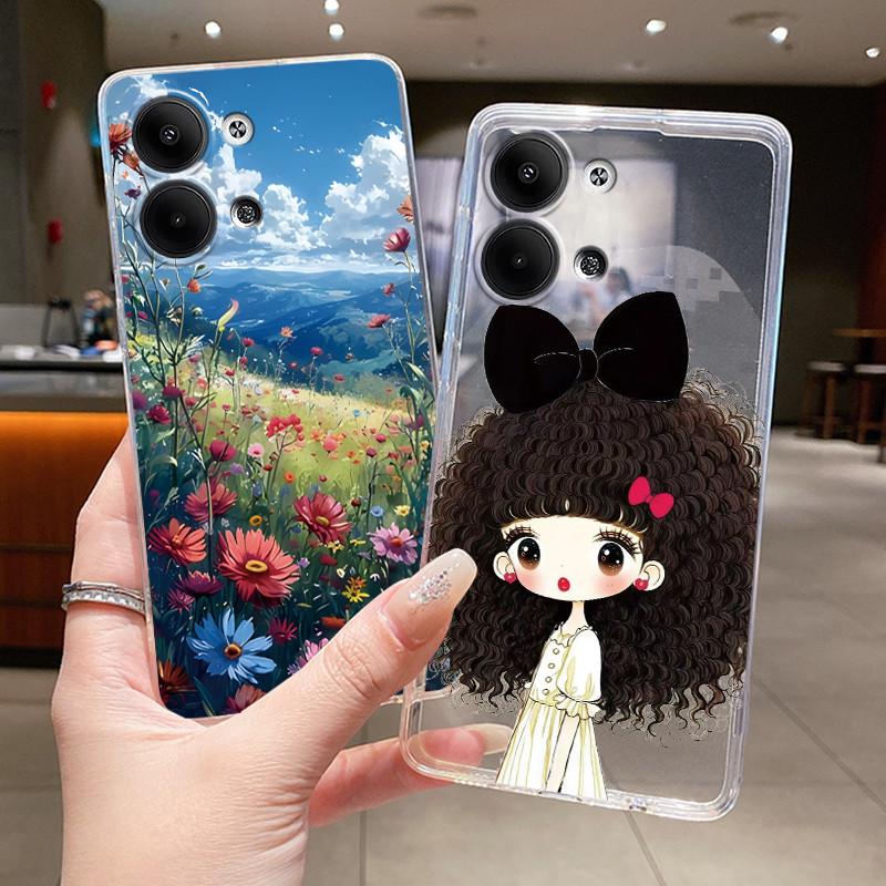 Chrysanthemum Grassland Case For Oppo Reno9/Reno9 Pro Transparent Soft Case For Reno9 Pro+ (Reno9 Pro Plus) Shockproof Casing