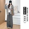 Black Plaid Pants Women's Pants New Autumn and Winter Thickened Straight Loose and Thin Small Casual Wide-leg Pants