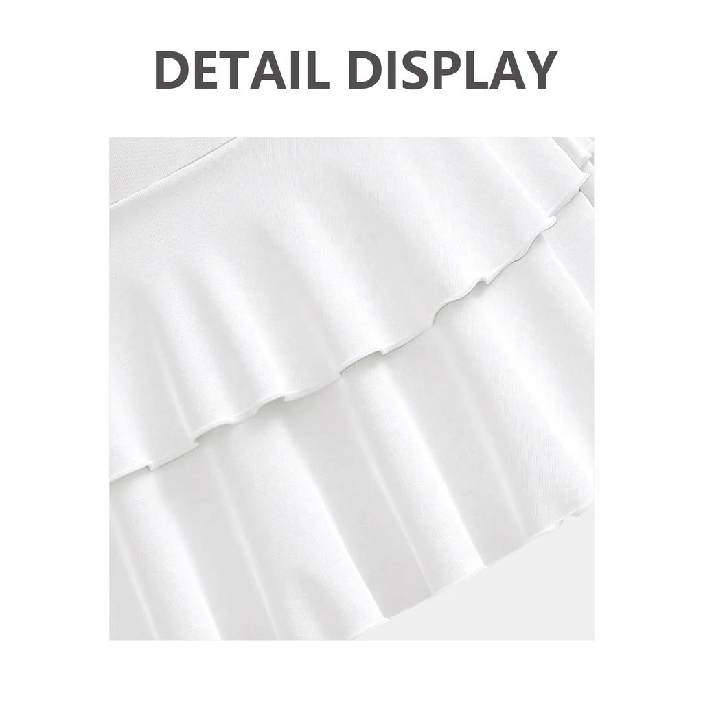 Women's High Waist Side Drawstring Layered Ruffle A Line Mini Skort Solid Color Sport Workout Casual Summer Short Skirt