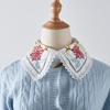 Women Embroidery Floral Shirt Fake Collar Shirt Detachable Lapel Necklace False Collar Blouse Half-Shirt Tops Fuax Cols