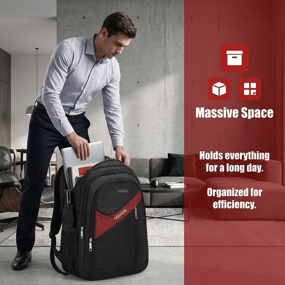 Ergonomic Travel Men Backpack Wear Resistant Large Capacity Business Backpack Fashion Oxford Cloth Laptop Shoulder Bag Daily Use