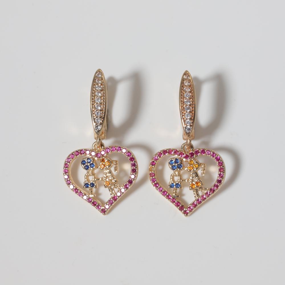 1 Paar Mode Herzform Hängeohrringe für Damen Zirkonia Ohrring Schmuck Hochzeitsparty Zubehör