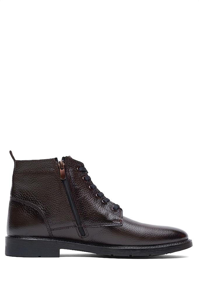 Pánská móda Kozačky na plochém podpatku z pravé kůže Hnědé Pohodlné šněrovací krátké kozačky Boty