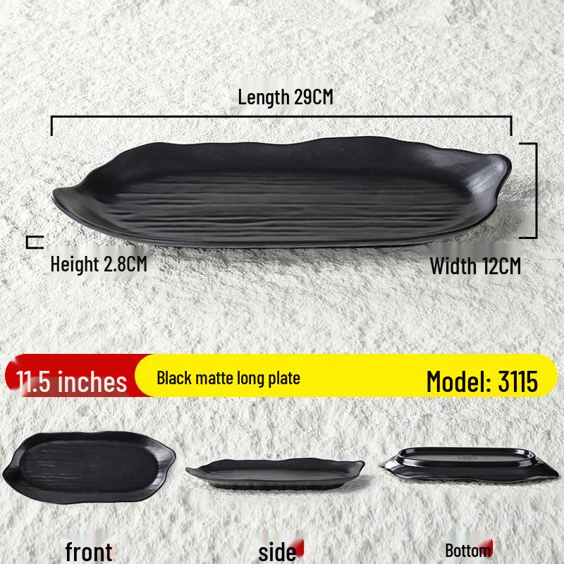 Matte Black Melamine Plate for Hot Pot, BBQ, or Kebab Shops