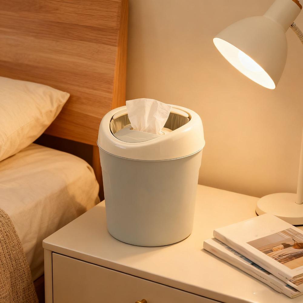 3pcs With Lid Desktop Trash Can Plastic Countertop Trash Bin Portable Waste Container Dorm Room