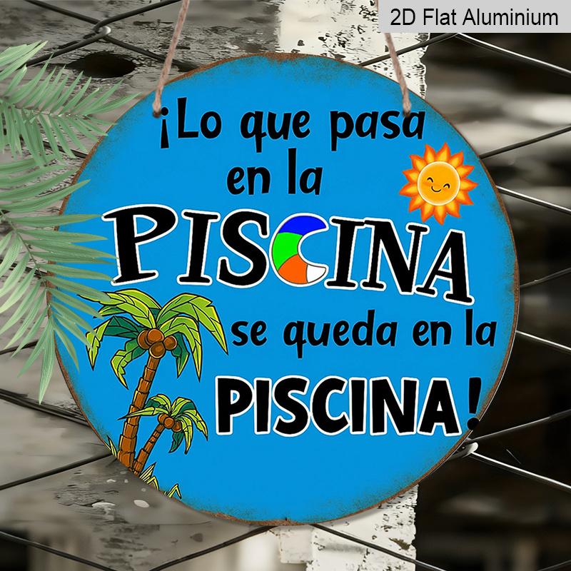 2D Flat, 1pc Spanish Pool Party Decoration Sign, Funny "The Secret of Quiet" Phrase, Tropical Palm Tree Design, for Poolside, Bathroom, Garden