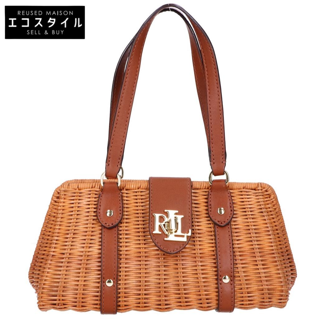Ralph Lauren [Excellent Condition] Rattan Medium Lilly Turnlock Basket Bag/ Handbag BrownUsed