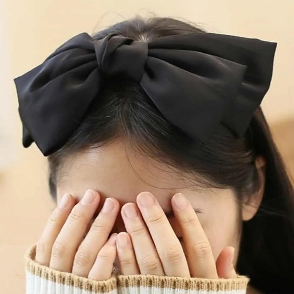 ASSHOP Black Satin King Ribbon Hairband Satin Volume Headband
