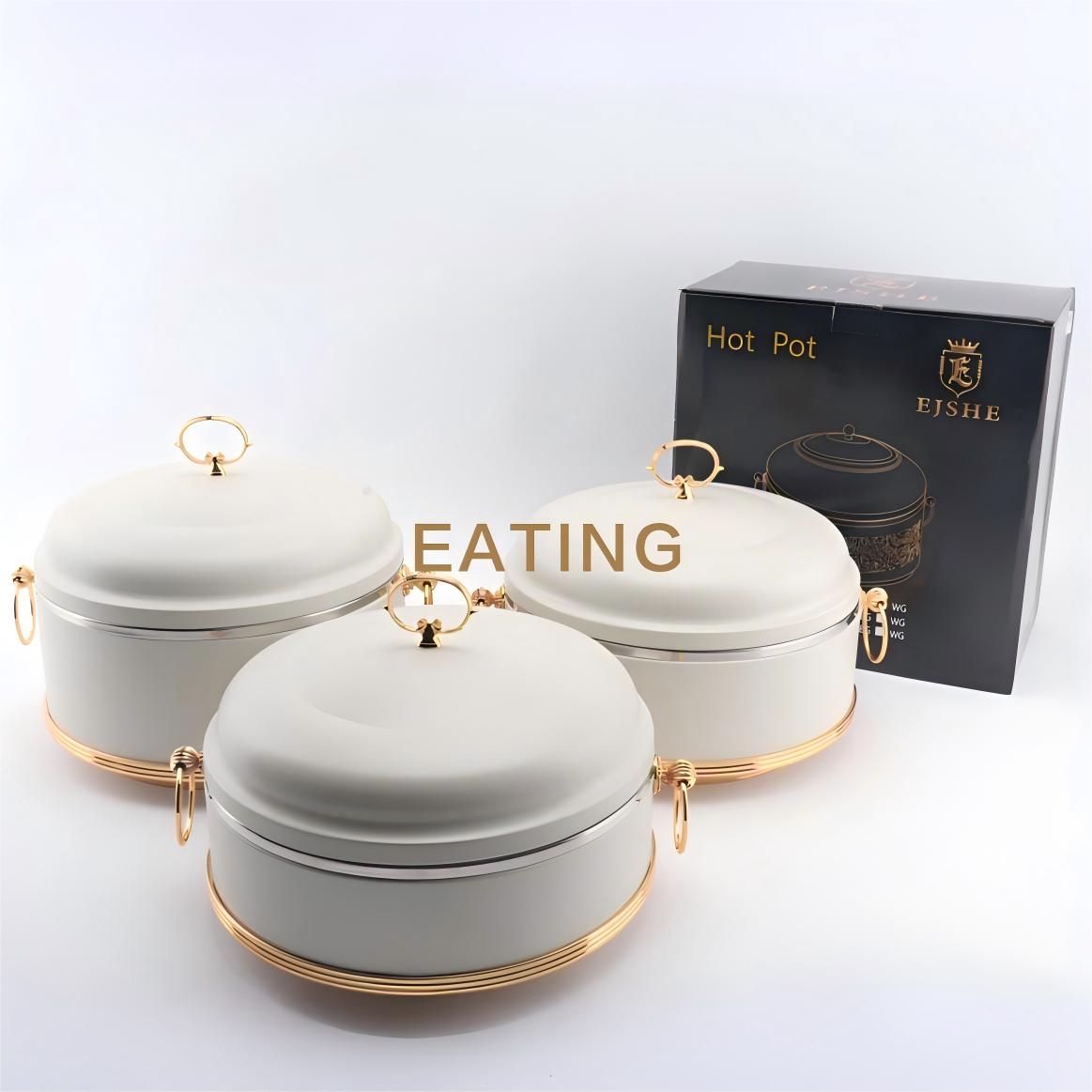 Home Kitchenware Big Capacity 3.5L+4.5L+5.5L Thermal Hot Pot Containers Sets 3PCS Luxury Gift Set for Ramadan (White,3.5L/4.5L/5.5L)
