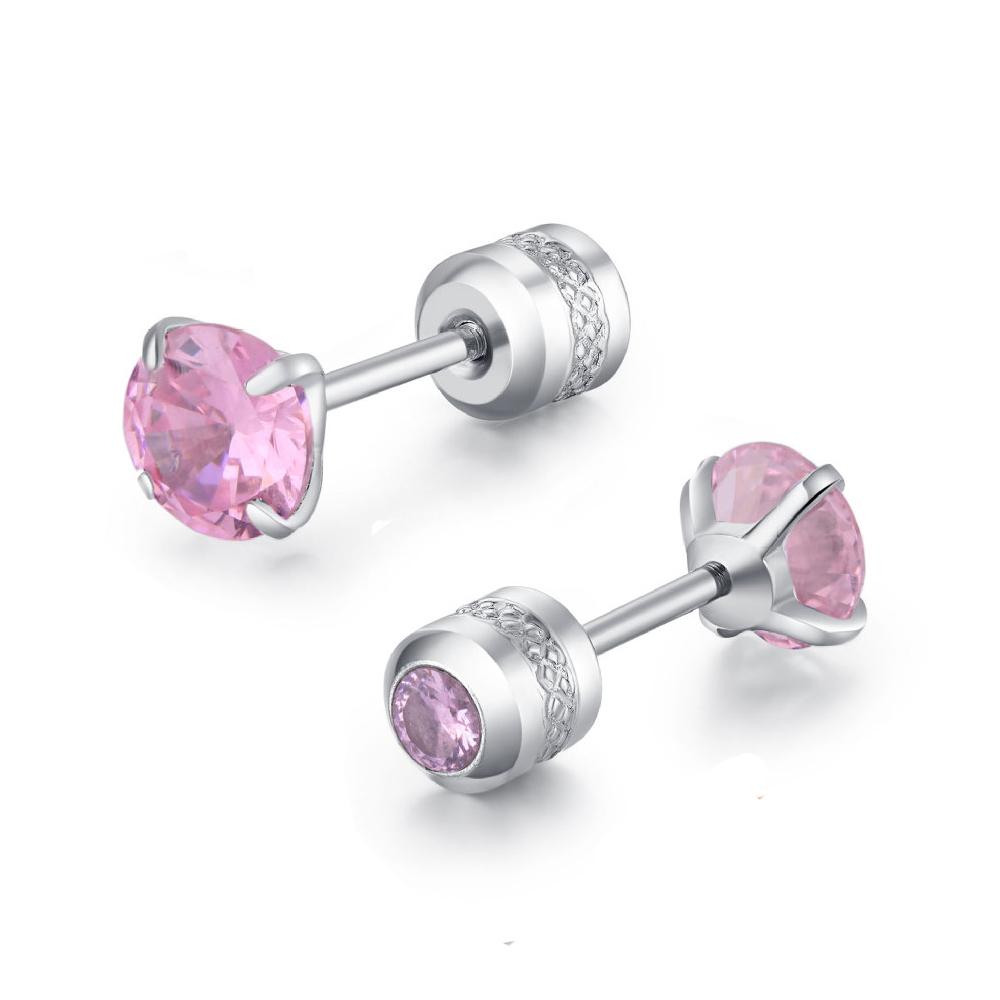 1 Piece Medical Stainless Steel Crystal Zircon Ear Studs Earrings Tragus Cartilage Hypoallergenic Screws Piercing Zircon