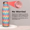 Pure Copper Water Bottle 1 Litre Alkaline and Anti Oxidant 100% Leak Proof, Office, Gym Bottle (Chevron, MultiColor)