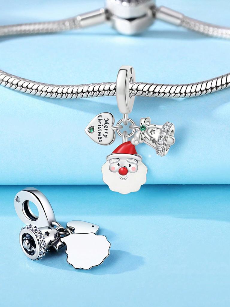 Copper Plated Original Charms Santa Claus Snowman Cottage Beads Fit Bracelet Women'S Jewelry Gift