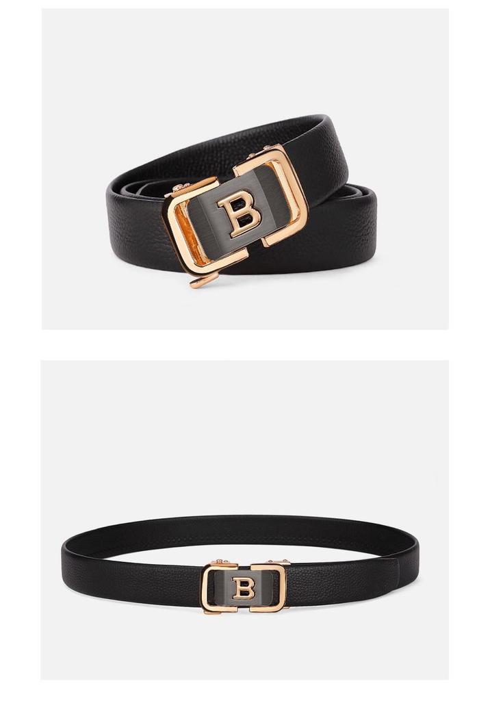 Men's Genuine Leather Belt with Automatic Buckle – Fashionable, Versatile, and Trendy Business Waistband with Gift Box Packaging.