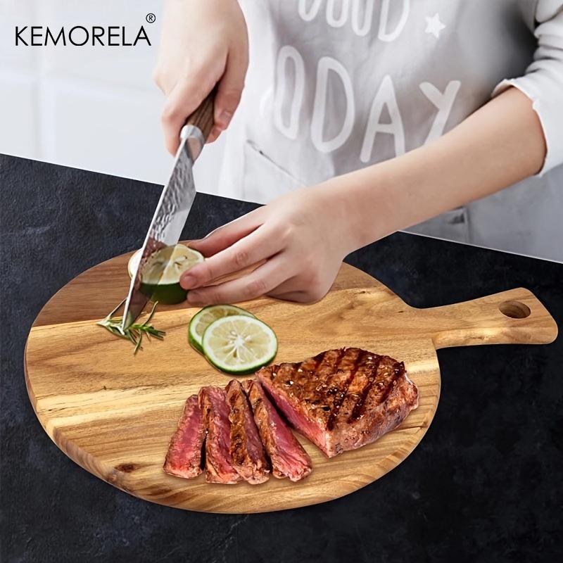 Acacia Wood Cutting Board with Handle Wooden Chopping Board, Suitable for Kitchen Meat Bread Serving Board Cooked Food Chopping