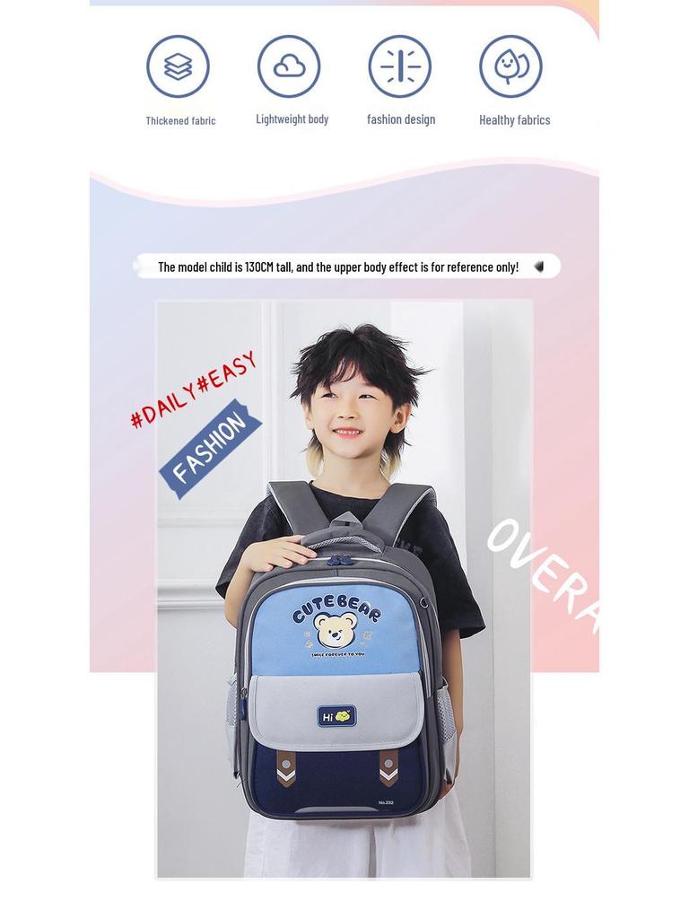 Oxford Cloth Large Capacity Kids' Backpack with Spine Protection - Lightweight and Suitable for Boys and Girls