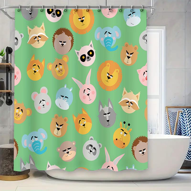 

Animal Pattern Shower Curtain New Cartoon Print Bathroom Decoration Home Textiles Waterproof Rainproof Fabric Washable W60H190(CM)-1 Pcs