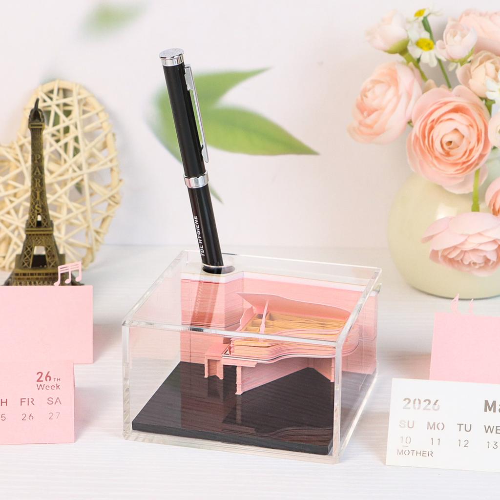 Time Piece 3d Memo Pad Paper Art Calendar Creative Paper Carving Piano 3d Model Sculpture Easy Rip Tear Away 3d Desk Calendar