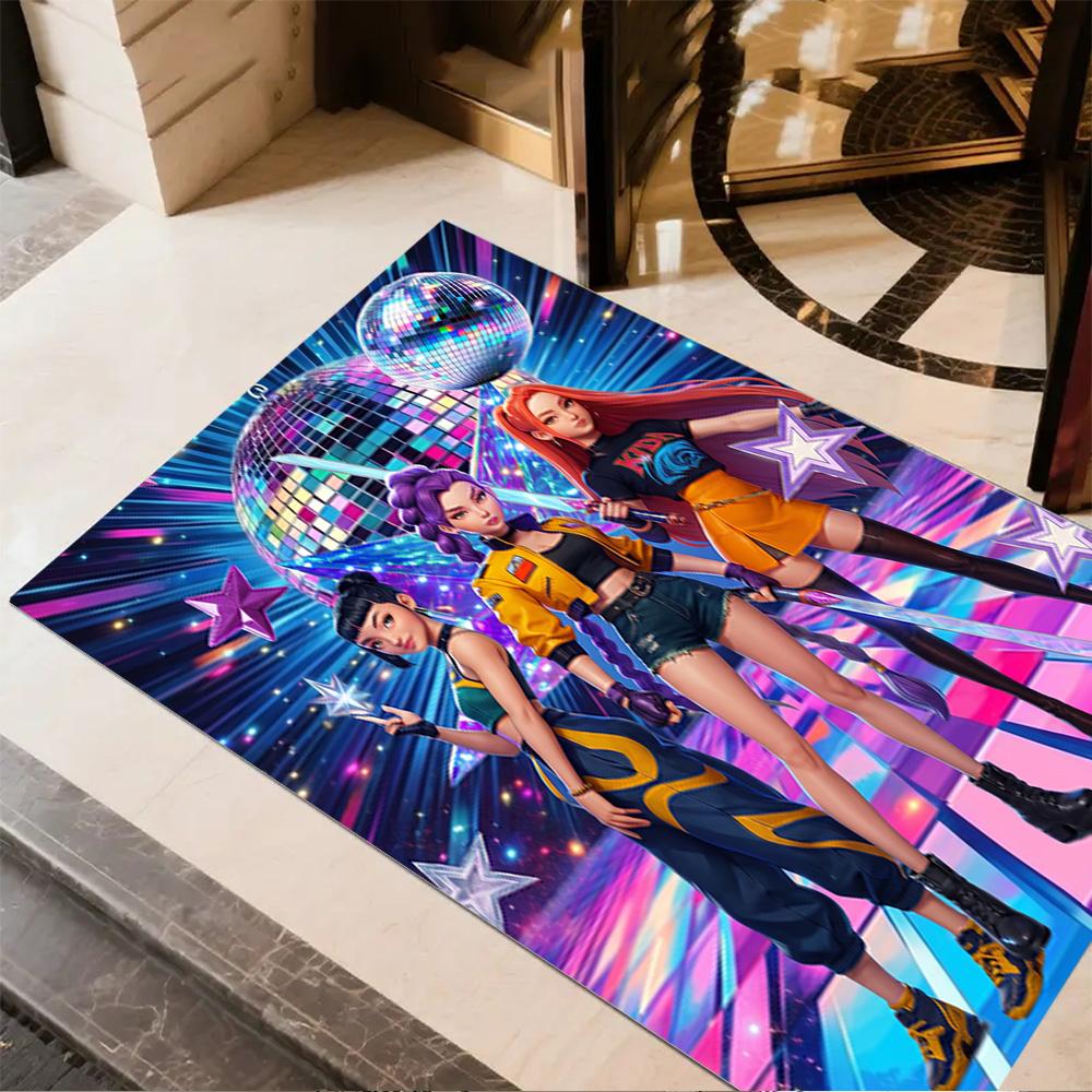 Huntrx: Neon Heroes Carpet Perfect for Dormitory Bedrooms Kitchen Balcony Anti-slip Rug Anime Office Decor Birthday/Christmas Gift