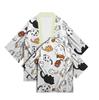 New Women's Cute Kitten Digital Print Summer Seven Sleeve Kimono Cardigan Japanese Kimono