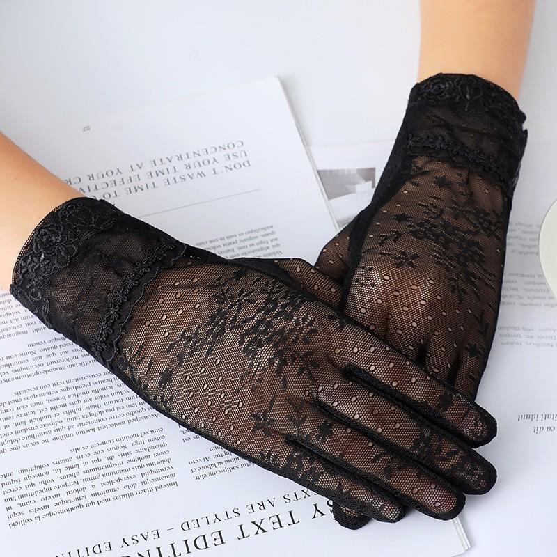 Women's Lace Flower Sun Protection Driving Gloves - Breathable, Lightweight, Touchscreen-Compatible for Outdoor Cycling