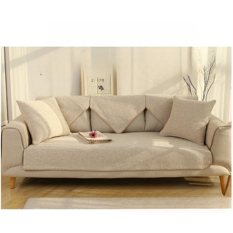 Sofa Cushion Fabric Four Seasons Sofa Slipcover Universal Autumn Linen Simple Modern Thickened Non-Slip Sofa Covers