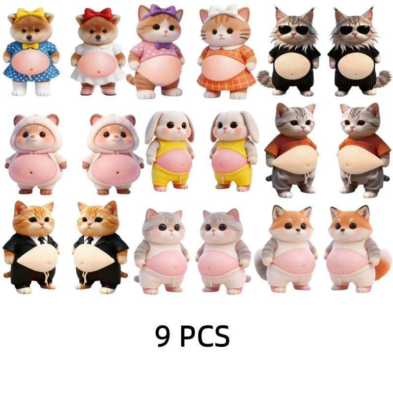3D Fat Chai Dog Anti Collision Stickers DIY Cute Kitten Soft Silicone Self-Adhesive Stickers Children's Toy Birthday Gift