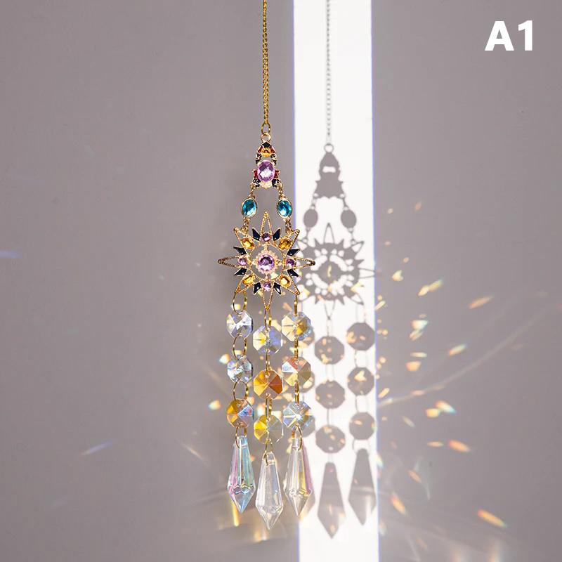 

Подвеска-ловец солнца, призмы для окон в виде солнца и луны, радуга, колокольчики, подвесной ловец света, декор для дома и сада, подвесной подарок для автомобиля