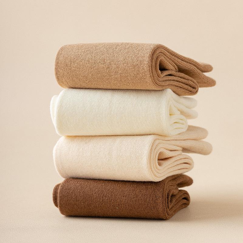 Female Spring and Summer Pure Color Deodorant Sweat Absorption Breathable In The Tube Pile Pile Cotton Socks