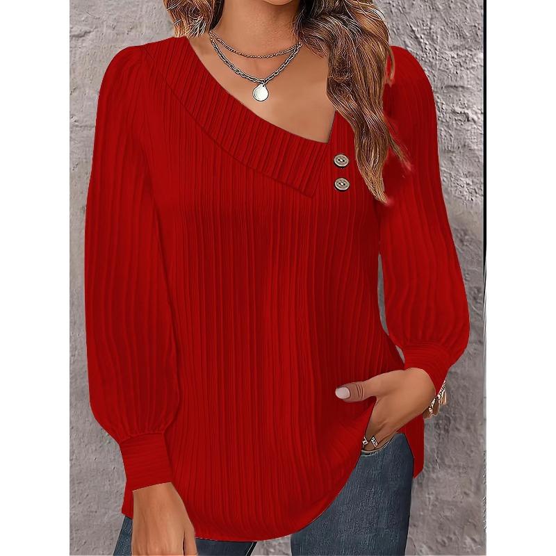IHUASU Moda Donna Casual Tinta Unita Stampa Manica Lunga Bluse e Camicie