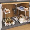 Large Capacity 2-Tier Under Sink Organizer Carbon Steel Slide Out Cabinet Storage Shelf  Bathroom