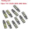 10PCS LED Lights,T10 W5W CANBUS T10 LED 12SMD 2835 Led Error Free 12V Car Light Source Wedge Led Rear Lamp Parking Light Replacement Bulbs