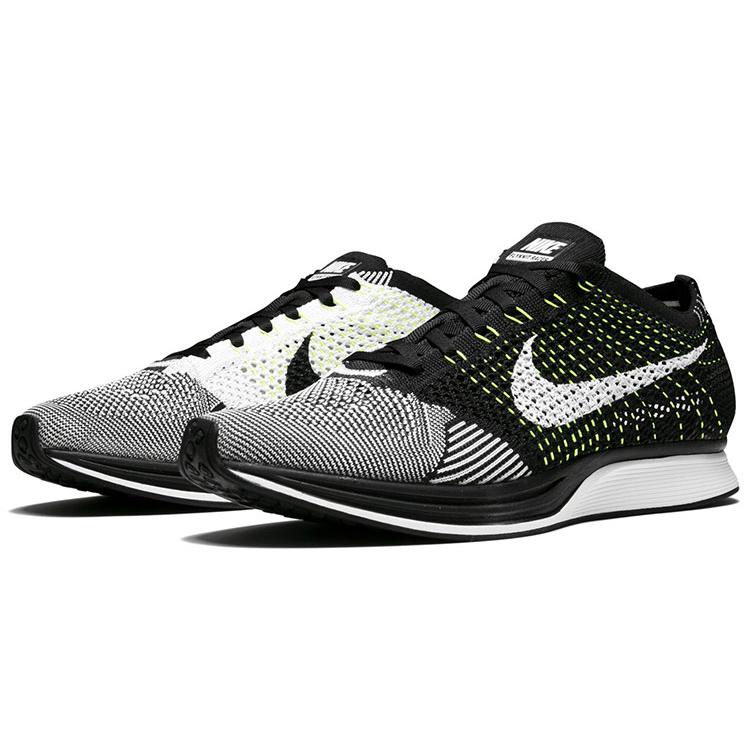 New Nike Flyknit Racer Black White Volt 526628-011