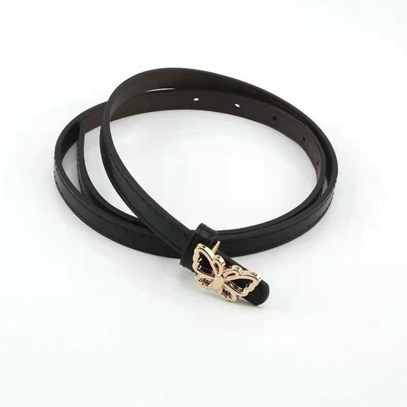 

Black Fashionable Womens Ins Style Denim Belt With Vintage Butterfly Decor And Simple Design чёрный
