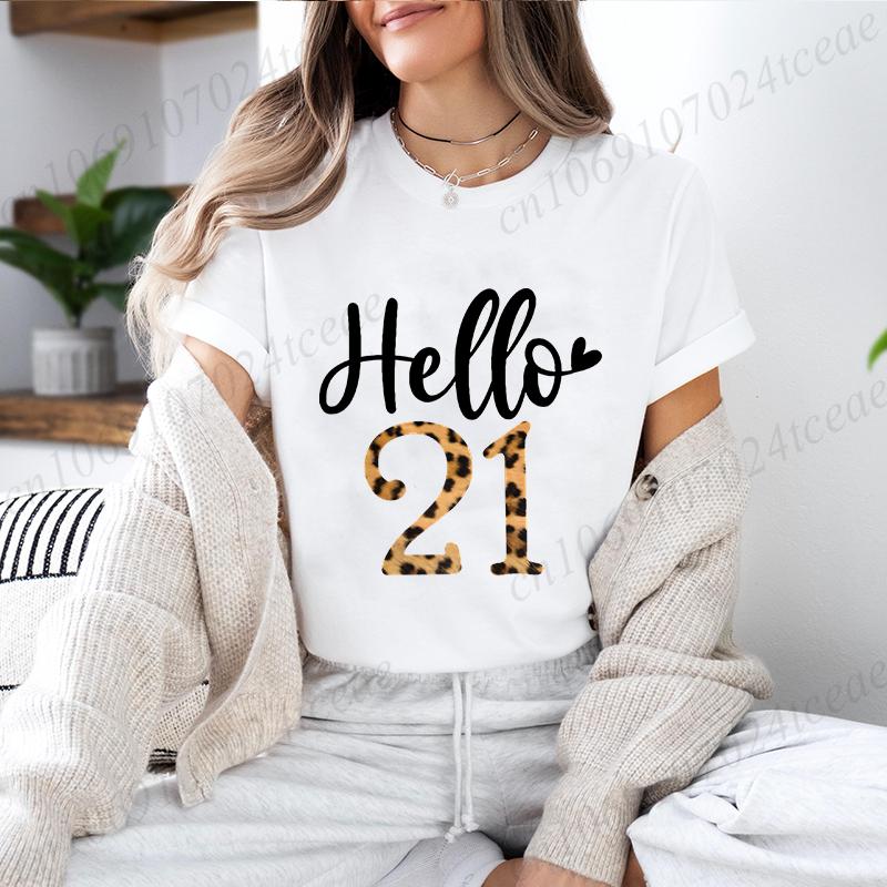 It's My 21th Birthday Leopard Birthday Vintage Graphic TShirt Unisexs Short Sleeve Crew Neck Casual with Retro Aesthetic Clothes