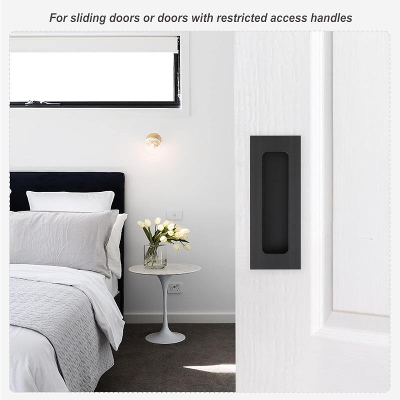 2pcs Recessed Door Handles, 4.37 in Rectangle Sliding Closet Door Handles, Aluminum Alloy Drawer Pulls for Cabinet, Door, Win