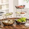 Elegant Multi-Layer Ceramic Fruit Bowl with Electroplating - High-Value Dried Fruit Storage Rack