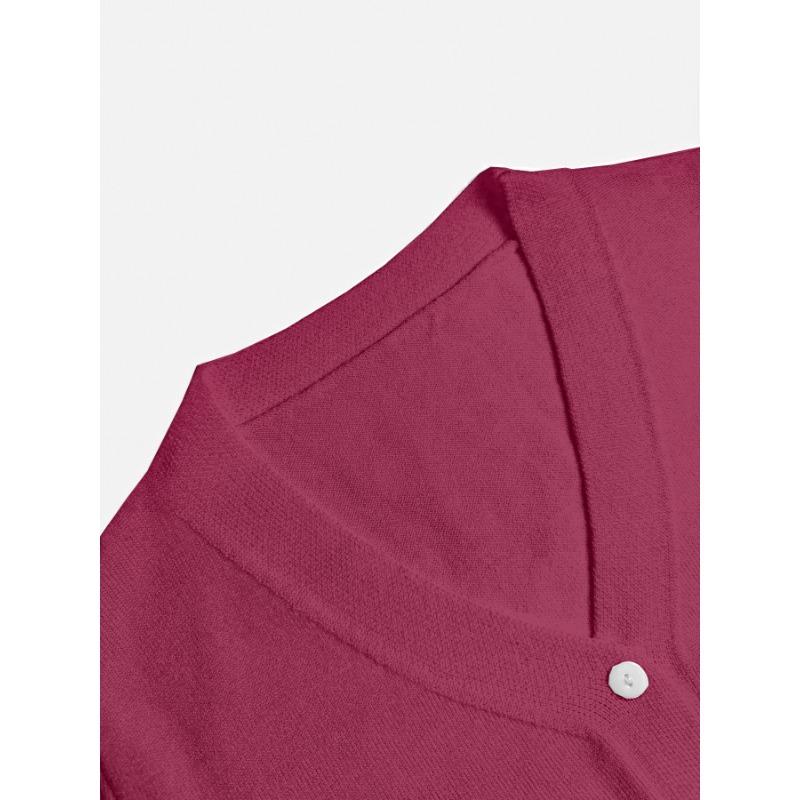 YYFS Camicette e camicie con scollo a V a maniche lunghe con stampa tinta unita primavera autunno moda casual da donna