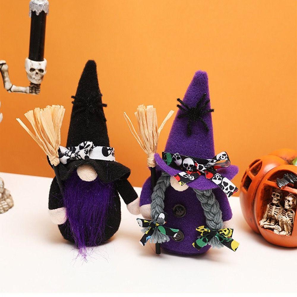 

Кукла-гном без лица, сделанная вручную, тканевая кукла-ведьма, очаровательная метла, кукла-гном Рудольф без лица для дома чёрный