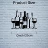 1pc 2D Flat Wine Bottle Glass Metal Wall Art Modern Minimalist Black Outdoor Decor for Bar Kitchen Dining Room