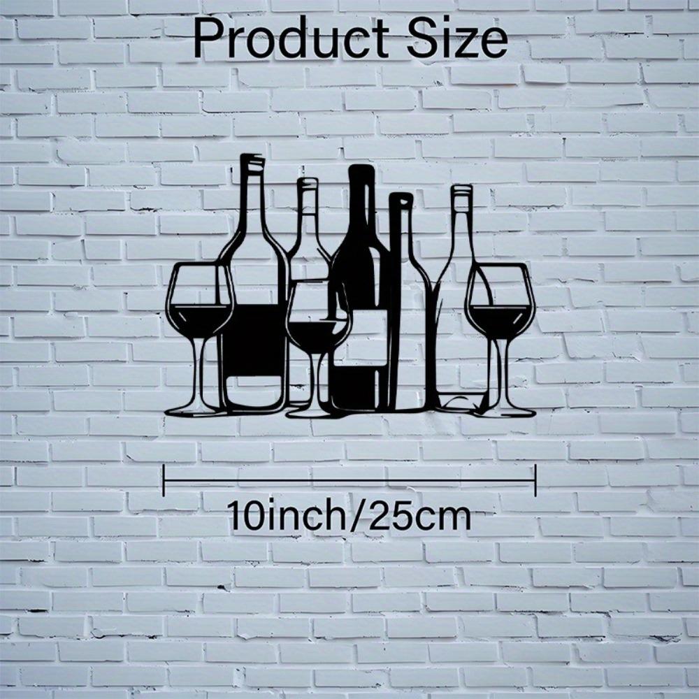 1pc 2D Flat Wine Bottle Glass Metal Wall Art Modern Minimalist Black Outdoor Decor for Bar Kitchen Dining Room