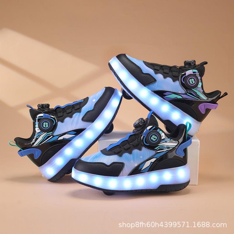 Children's Runaway Shoes Roller Skating Boys' Shoes Double-wheel Runaway Shoes Student Light Skates Shoes with Wheels