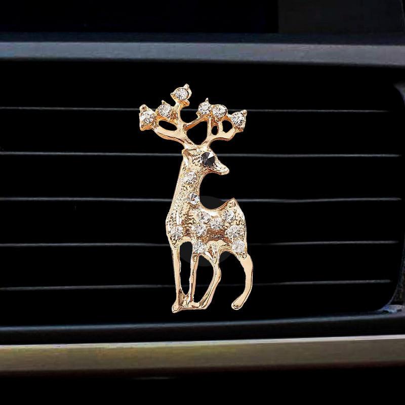 Car Air Vent Perfume Clip With Diamond-encrusted Deer Design Customizable Car Decoration