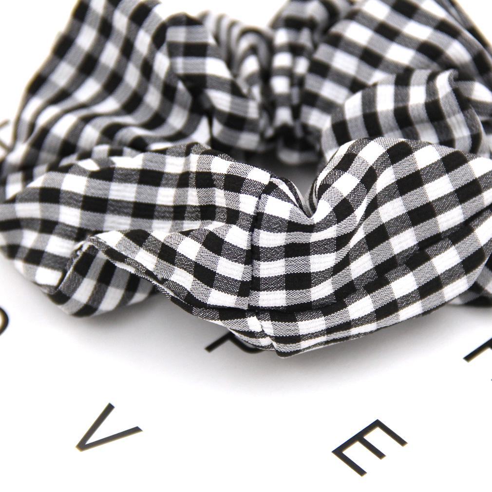 Trendy White Checkered Elastic Hair Tie for Women - Korean Style Scrunchie